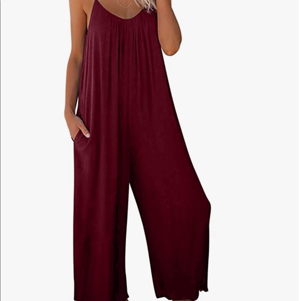 ROSKIKI Womens Solid Loose Sleeveless Full Jumpsuit